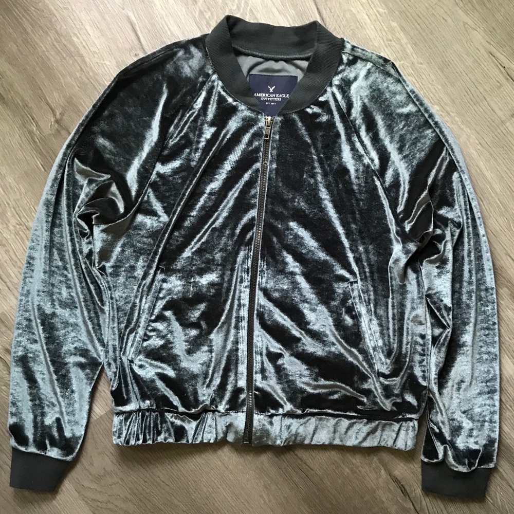 American Eagle Velour Metallic Bomber